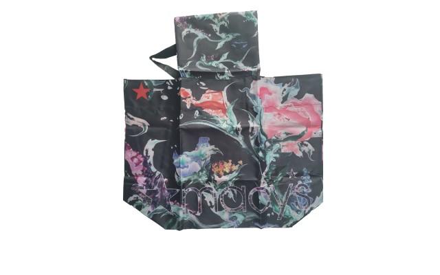 Macys X Oceancycle from Beach to Bag 1 Reusable Shopping Tote Bags Choose Style, Blue Black, Large, Pink/Black, Large