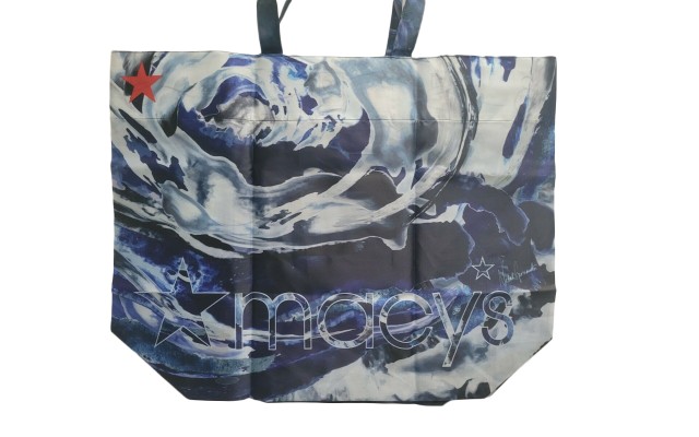 Macys X Oceancycle from Beach to Bag 1 Reusable Shopping Tote Bags Choose Style, Blue Black, Large, Blue- Black, Large