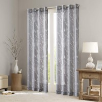Madison Park Averil Bird Grommet Sheer Window Panel, 50″ x 95″, Gray