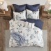  Benita Full/Queen 7pc Printed Seersucker Comforter Set, Navy