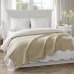  Cotton Filled Spread, Ultra Soft, Cozy Living Room Couch, Sofa, Bed Luxe Quilted Throw Blanket-Damask Stitching Design, 60×72, Scalloped Edges Khaki