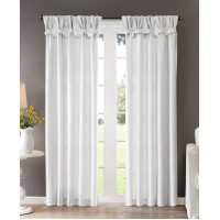 Madison Park Emilia Twisted Tab Top Faux-Silk Window Panel, 50″ x 84″, White