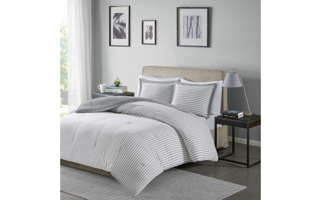  Essentials Hayden Reversible 2-Pc. Comforter Set, Twin – Grey