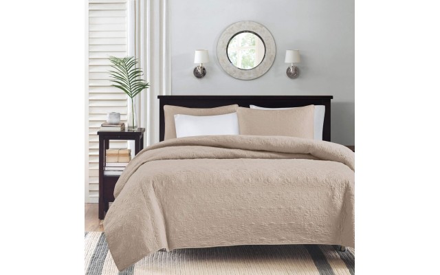  Quebec 3-Pc. Quilt Set, Full/Queen – Khaki