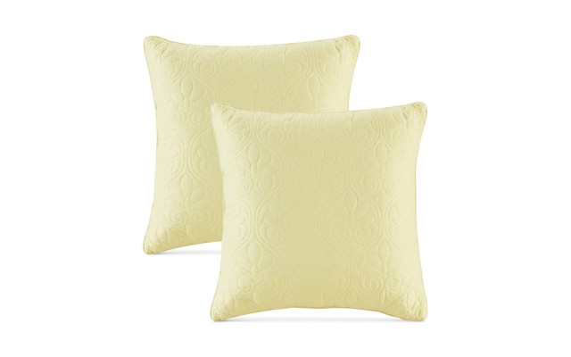  Quebec Quilted Square Pillow Pair, 20 x 20, Yellow