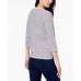  Cotton Striped Crochet-Overlay Bonjour Top (Navy, XXS)