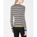  Women's Striped Ribbed-Knit Sweaters, Black, X-Large