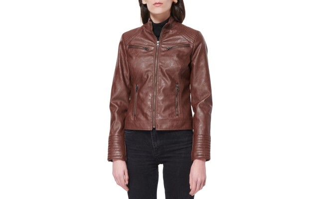 Maralyn Me Juniors Faux-leather Jacket Brown, XXLarge