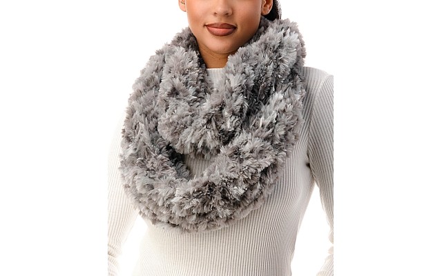  Women’s Ombre Faux Fur Ultra Soft Infinity Scarf, Grey