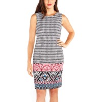 Mario Serrani Women’s Ladies Shift Dress, Black/Coral Pattern, 2