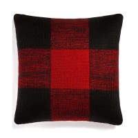 Martha Stewart Collection Buffalo Check 20″ Square Decorative Pillow, Red
