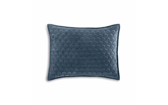  Feather Velvet Opal Quilted Standard Sham, Navy, 20″ x 28″