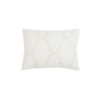 Martha Stewart Collection Floral Embroidered Geo King Sham, White, 21 x 37