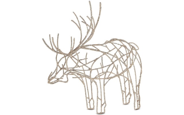  Gilded Age Glittered Wire Moose Decoration