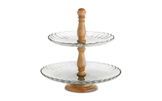  Glass & Wood 2-Tier Server