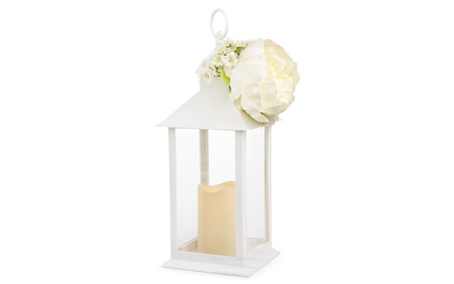  Collection Spring White Lantern with Artificial Flower