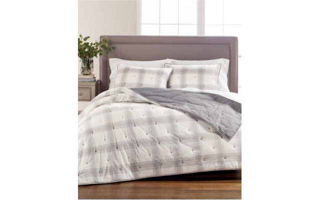  Tufted Plaid Quilted Standard Sham, 20×28, Grey