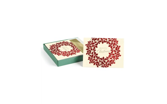  Wreath Holiday Set of 16 Boxed Cards
