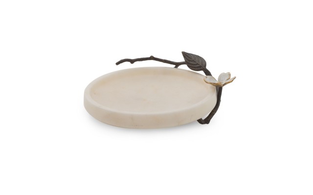  Dogwood Trinket Tray, 7”, Ivory