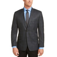 Michael Kors Men’s Classic-Fit Charcoal/Blue Plaid Sport Coat