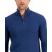  Mens Layering Collared 3/4 Zip Pullover  Sweater, Blue, X-Large