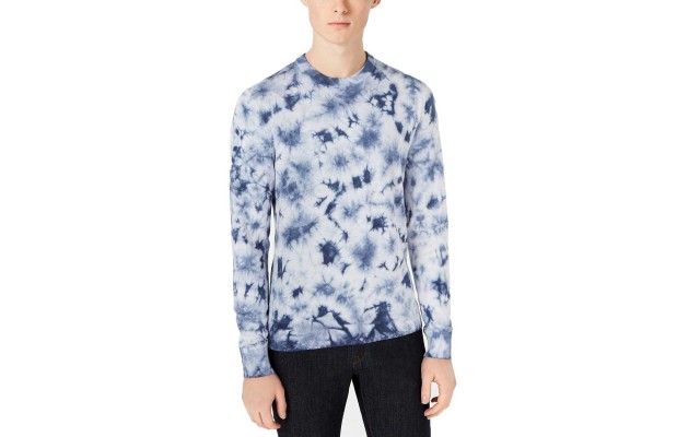  Men’s Tie-Dyed Sweater (Blue, S)