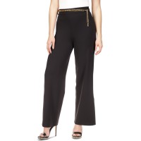Michael Kors Petite Chain-Belt High-Rise Slit-Cuff Pants – Black, Large