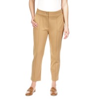 Michael Kors Petite High-Rise Ponte Pintuck Pants, Camel,P/ Medium