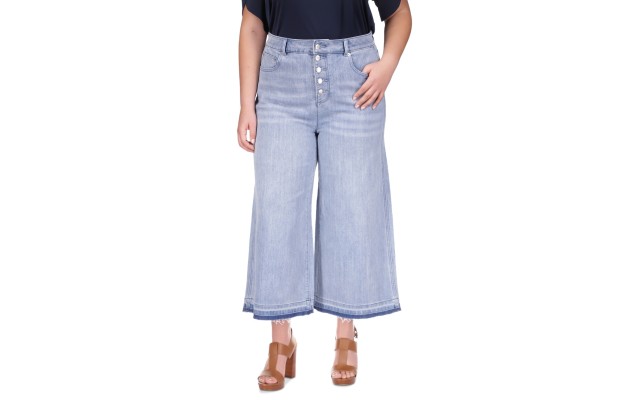  Plus Size Frayed-Hem Cropped Flare-Leg Jeans – Sky Haze Wash, 24W