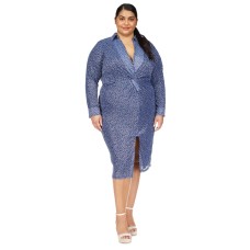 Michael Kors Plus Size Twist-Front Collared Shirt Dress – Blueberry, 2X