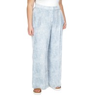 Michael Kors Plus Size Wide-Leg Printed Pants, Chambray, 1X