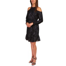 Michael Kors Printed Cold-shoulder Dress Black Small