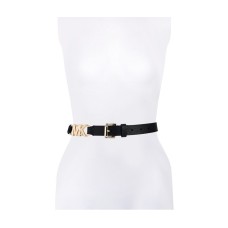 Michael Kors Women’s 25mm Logo Station Belt – Black, Large