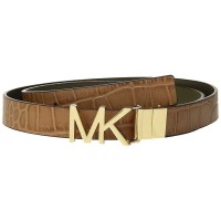 Michael Kors Women's Croc Embossed Leather Belt, Brown, Medium