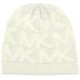  Women’s Debossed Knit Metallic Beanie & Scarf Set – Cream