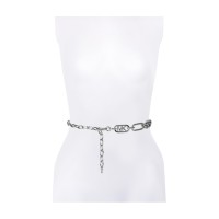 Michael Kors Women’s Metal Logo Chain Belt – Pol Silver-Tone, Small/Medium
