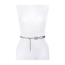 Michael Kors Women’s Metal Logo Chain Belt – Pol Silver-Tone, Small/Medium