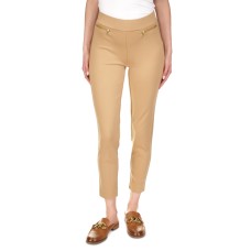 Michael Kors Womens Petites Zipper Trim Pull On Cropped Pants Tan,Large