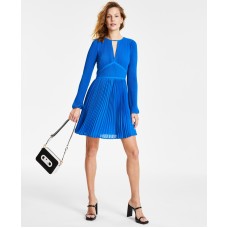 Michael Kors Women’s Pleated Mini Dress, Grecian Blue, P/X-Small