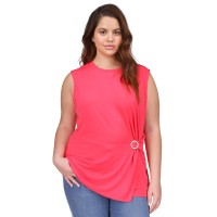 Michael Kors Womens Plus Size Ring Twist Sleeveless Top – Deep Pink, 1X
