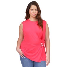 Michael Kors Womens Plus Size Ring Twist Sleeveless Top – Deep Pink, 1X