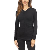 Michael Kors Women’s Ruched-Front Knit Top – Black, Large