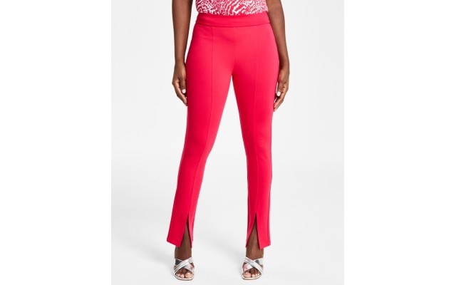  Women’s Slit-Hem Leggings, Deep Pink,P/ Medium