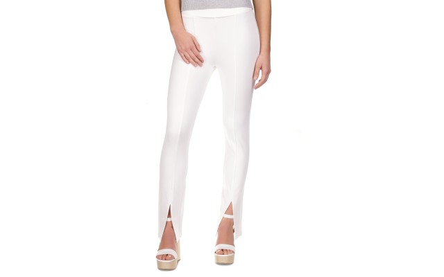  Women’s Slit-Hem Leggings, Regular & Petite – White, Large