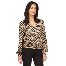Michael Kors Womens Tiger Smock Top, Khaki, Small