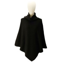 Michael Kors Women’s Wide-Rib Button Turtleneck Poncho – Black