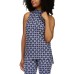 Michael  Medallion-Print Split-Hem Tunic Top, XSmall, Blue