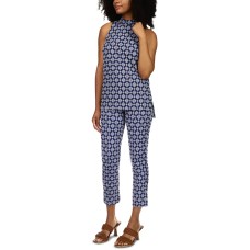 Michael Michael Kors Medallion-Print Split-Hem Tunic Top, XSmall, Blue