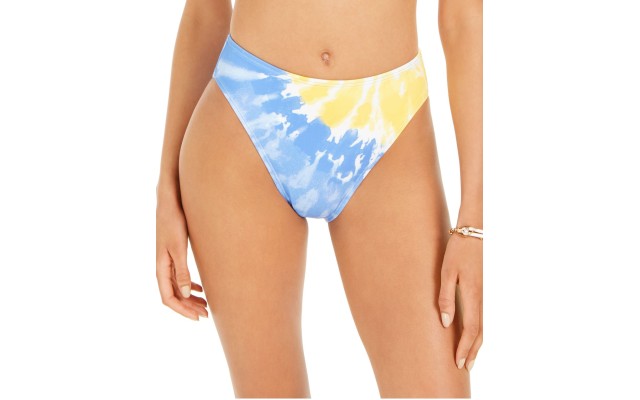 Michael  Tie-Dye High-Leg Bikini Bottoms,Saffron Multi,X-Small