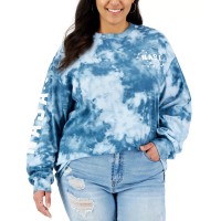 Mighty Fine Womens Tie-Dyed Nasa Graphic Top, Blue, 1X